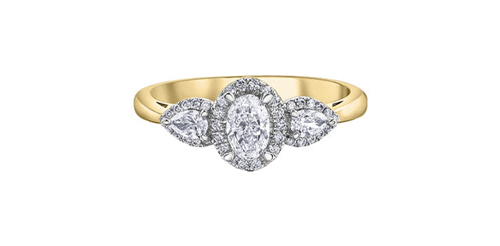 14K Yellow & White Gold 0.60cttw Diamond Engagement Ring