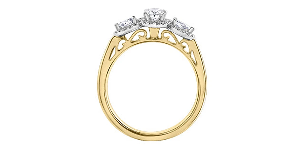 14K Yellow & White Gold 0.60cttw Diamond Engagement Ring