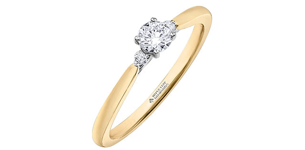 14K Yellow Gold 0.50cttw Round Brilliant Cut Canadian Diamond 3 Stone Engagement Ring