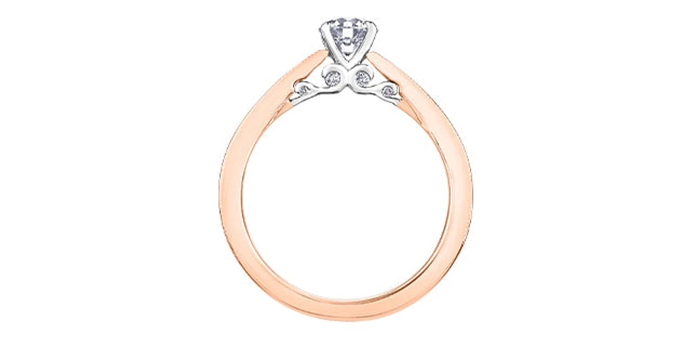 18K Rose Gold 1.05cttw Round Brilliant Cut Canadian Diamond Engagement Ring - / White