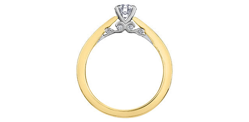 18K Yellow Gold 1.05cttw Round Brilliant Cut Canadian Diamond Engagement Ring - / White