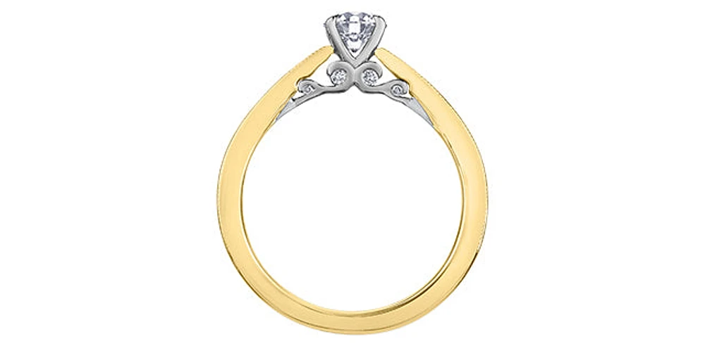 18K Yellow Gold 1.05cttw Round Brilliant Cut Canadian Diamond Engagement Ring - / White