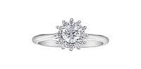 18K White Gold and Palladium 0.58cttw Canadian Diamond Halo Engagement Ring