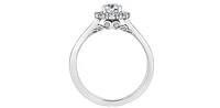 18K White Gold and Palladium 0.58cttw Canadian Diamond Halo Engagement Ring
