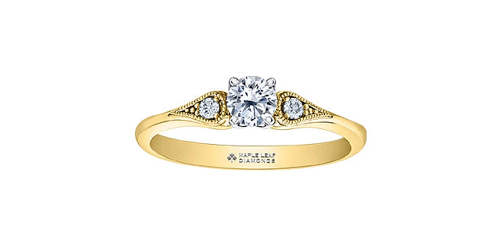 18K Yellow Gold 0.35cttw Canadian Diamond Engagement Ring, Size 6.5