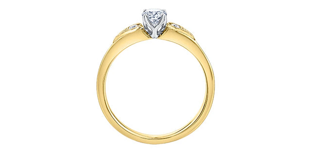 18K Yellow Gold 0.35cttw Canadian Diamond Engagement Ring, Size 6.5