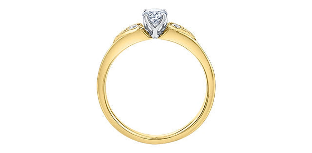 18K Yellow Gold 0.55cttw Canadian Diamond Engagement Ring, Size 6.5
