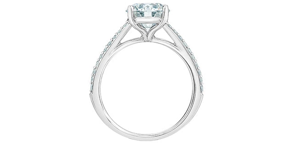 14K White Gold Cttw Lab Grown Round Brilliant Cut Diamond Engagement Ring