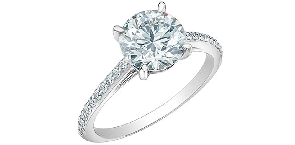 14K White Gold Cttw Lab Grown Round Brilliant Cut Diamond Engagement Ring