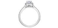 18K White Gold and Palladium 1.00cttw Canadian Diamond Halo Engagement Ring