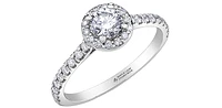 18K White Gold and Palladium 0.75cttw Canadian Diamond Halo Engagement Ring