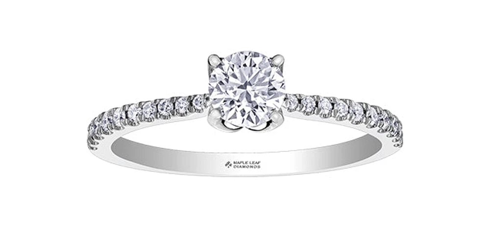 18K White Gold 0.68cttw Canadian Diamond Engagement Ring, Size 6.5