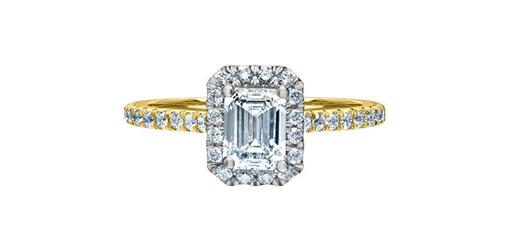 14K Yellow Gold 0.91cttw Lab Grown Diamond Engagement Ring - / White