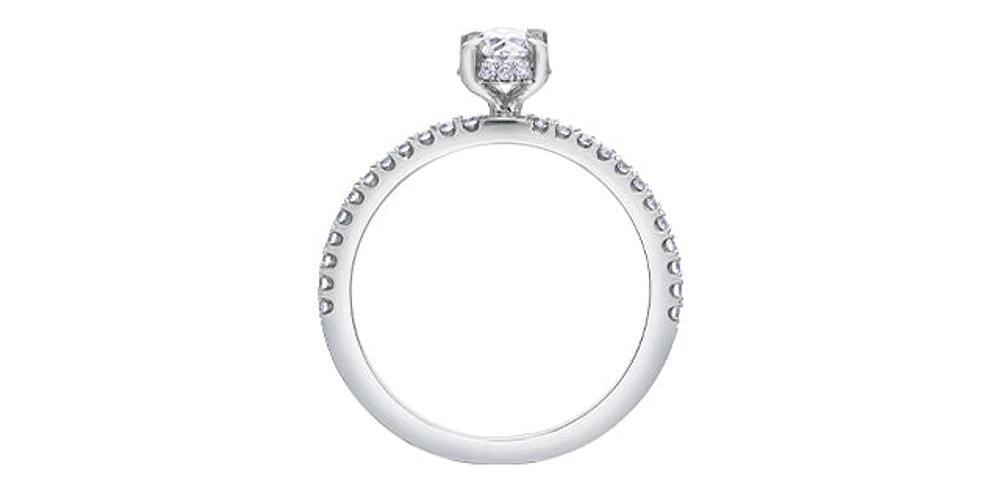 14K White Gold 0.78cttw Oval Cut Canadian Diamond Engagement Ring - /