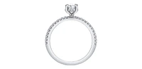 14K White Gold 0.78cttw Oval Cut Canadian Diamond Engagement Ring - /
