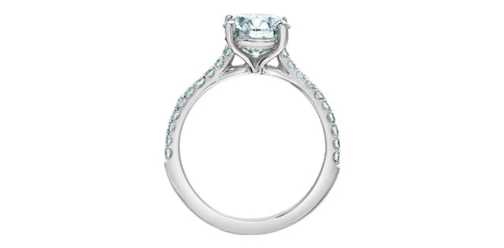 14K White Gold 2.31cttw Lab Grown Round Diamond Engagement Ring - /
