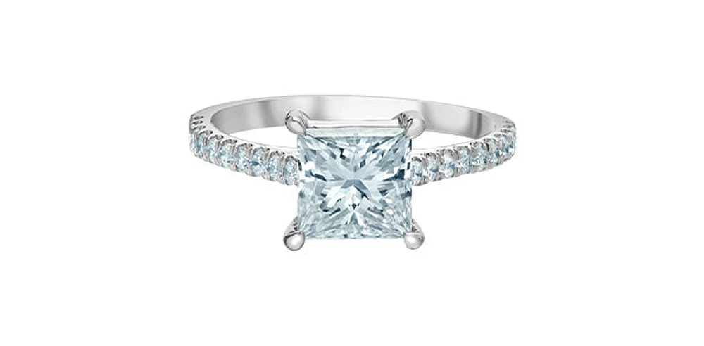 14K White Gold 2.33Cttw Lab Grown Princess Cut Diamond Engagement Ring - /