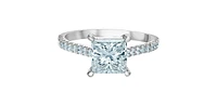 14K White Gold 2.33Cttw Lab Grown Princess Cut Diamond Engagement Ring - /