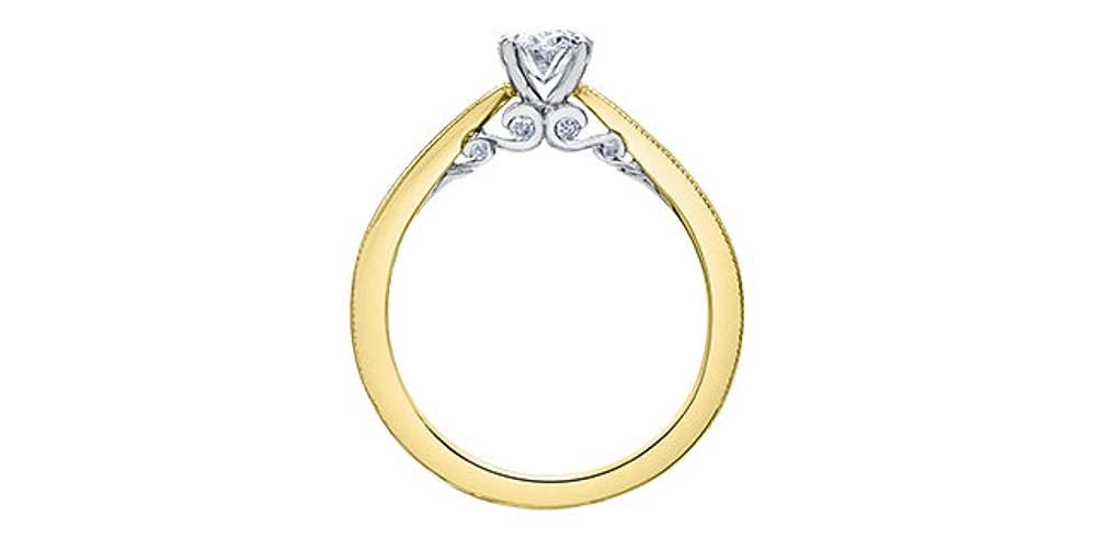 18K Yellow Gold 0.75cttw Oval Cut Canadian Diamond Engagement Ring - / White
