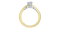 18K Yellow Gold 0.75cttw Oval Cut Canadian Diamond Engagement Ring - / White