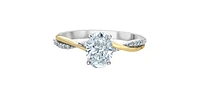 14K Yellow and White Gold 1.10Cttw Lab Grown Oval Cut Diamond Engagement Ring