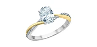 14K Yellow and White Gold 1.10Cttw Lab Grown Oval Cut Diamond Engagement Ring