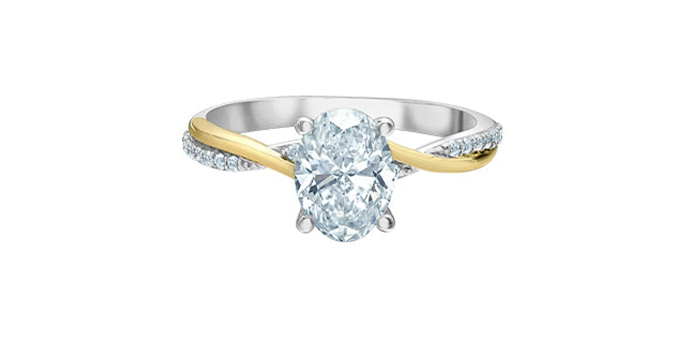 14K Yellow and White Gold 1.60Cttw Lab Grown Oval Cut Diamond Engagement Ring