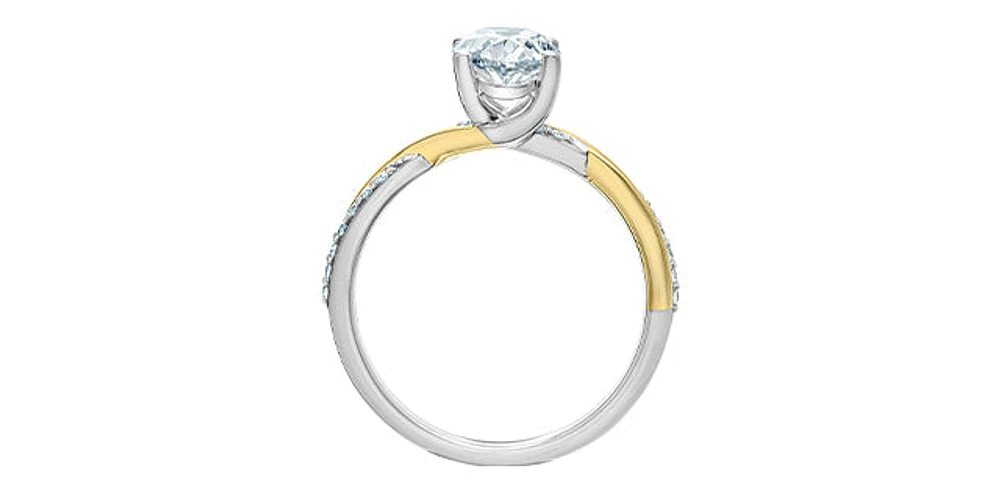 14K Yellow and White Gold 1.60Cttw Lab Grown Oval Cut Diamond Engagement Ring