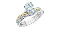 14K Yellow and White Gold 1.60Cttw Lab Grown Oval Cut Diamond Engagement Ring