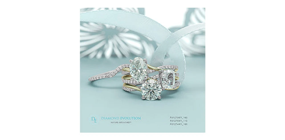 14K Yellow and White Gold 1.60Cttw Lab Grown Oval Cut Diamond Engagement Ring