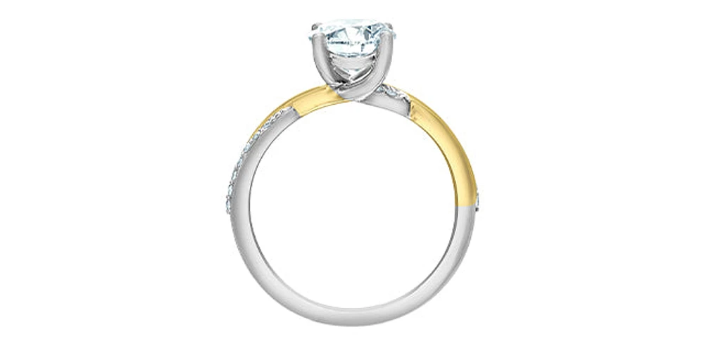 14K White & Yellow Gold 1.60cttw Lab Grown Round Brilliant Cut Diamond Ring