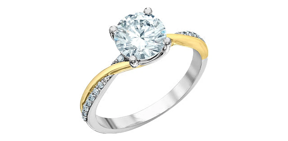 14K White & Yellow Gold 1.60cttw Lab Grown Round Brilliant Cut Diamond Ring