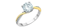 14K White & Yellow Gold 1.60cttw Lab Grown Round Brilliant Cut Diamond Ring