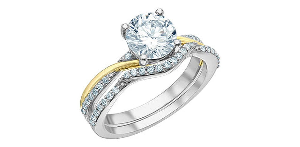 14K White & Yellow Gold 1.60cttw Lab Grown Round Brilliant Cut Diamond Ring