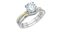 14K White & Yellow Gold 1.60cttw Lab Grown Round Brilliant Cut Diamond Ring