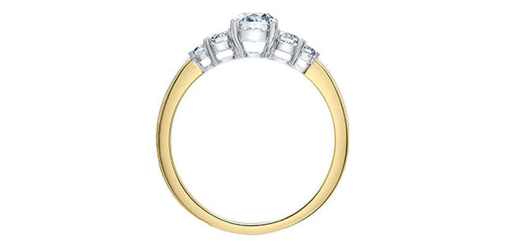 14K Yellow & White Gold 0.70cttw Canadian Diamond Engagement Ring
