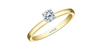 18K Yellow Gold 0.78cttw Round Brilliant Cut Canadian Diamond Hidden Halo Engagement Ring - / White