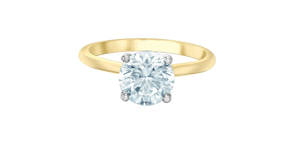 14K Yellow Gold 1.58Cttw Lab Grown Round Brilliant Cut Diamond Engagement Ring With Hidden Halo - / White