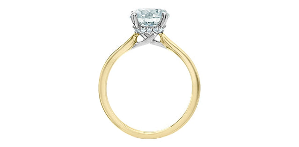 14K Yellow Gold 1.58Cttw Lab Grown Round Brilliant Cut Diamond Engagement Ring With Hidden Halo - / White