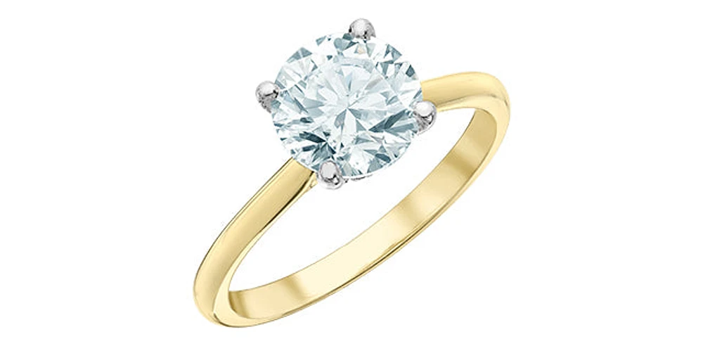 14K Yellow Gold 1.58Cttw Lab Grown Round Brilliant Cut Diamond Engagement Ring With Hidden Halo - / White