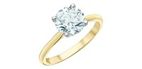 14K Yellow Gold 1.58Cttw Lab Grown Round Brilliant Cut Diamond Engagement Ring With Hidden Halo - / White