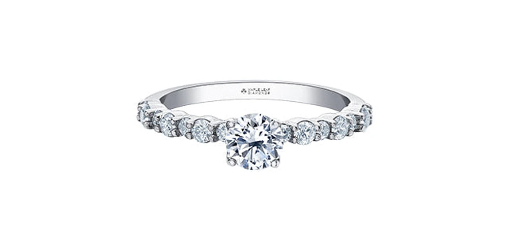 18K White Gold 0.90cttw Canadian Diamond Engagement Ring, Size 6.5