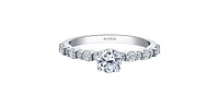 18K White Gold 0.90cttw Canadian Diamond Engagement Ring, Size 6.5