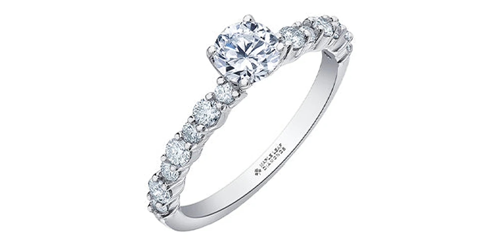 18K White Gold 0.90cttw Canadian Diamond Engagement Ring, Size 6.5
