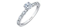 18K White Gold 0.90cttw Canadian Diamond Engagement Ring, Size 6.5