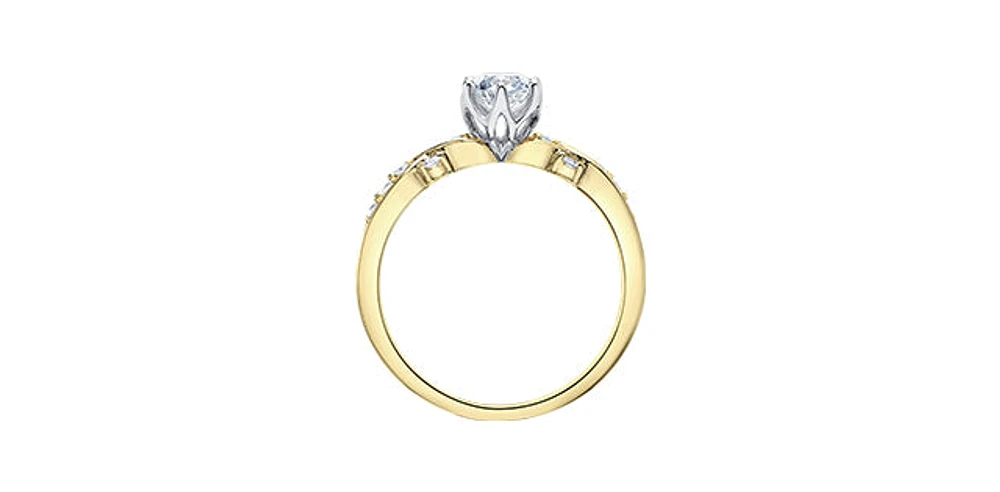 18K White & Yellow Gold /Palladium Alloy (Hypoallergenic) 0.60cttw Canadian Diamond Engagement Ring