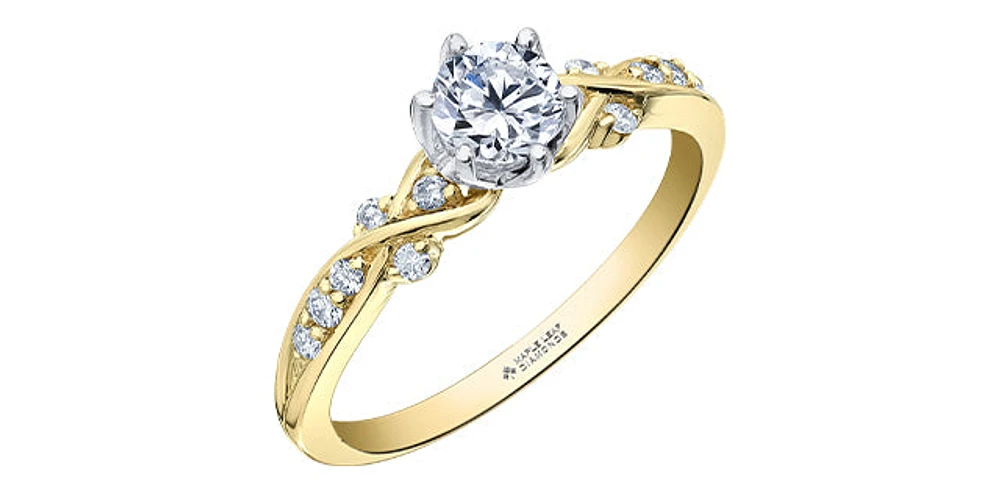 18K White & Yellow Gold /Palladium Alloy (Hypoallergenic) 0.60cttw Canadian Diamond Engagement Ring
