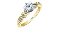 18K White & Yellow Gold /Palladium Alloy (Hypoallergenic) 0.88cttw Canadian Diamond Engagement Ring