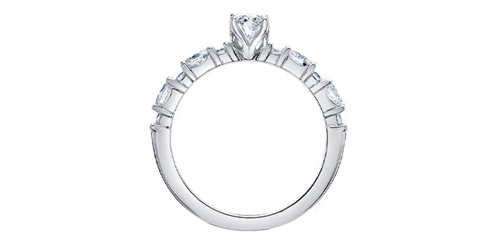 18K White Gold 1.00cttw Oval Cut Canadian Diamond Engagement Ring, Size 6.5