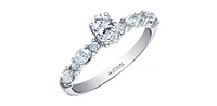 18K White Gold 1.00cttw Oval Cut Canadian Diamond Engagement Ring, Size 6.5
